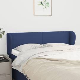 Tăblie de pat cu aripioare, albastru, 147x23x78/88 cm textil
