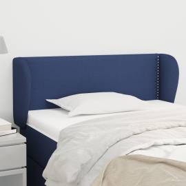 Tăblie de pat cu aripioare, albastru, 83x23x78/88 cm  textil