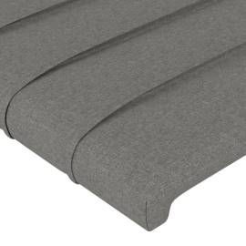 Tăblie de pat cu aripioare gri închis 103x23x78/88 cm textil, 5 image