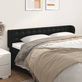 Tăblie de pat cu aripioare negru 163x23x78/88cm piele ecologică
