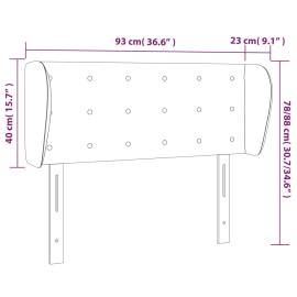 Tăblie de pat cu aripioare albastru 93x23x78/88 cm textil, 9 image