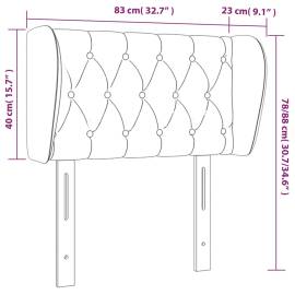 Tăblie de pat cu aripioare gri închis 83x23x78/88 cm catifea, 9 image