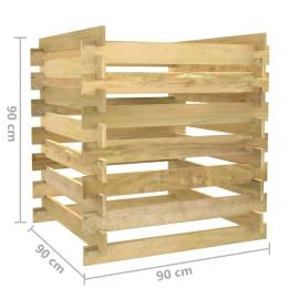 Compostor de grădină din șipci, 90x90x90 cm, lemn de pin tratat, 7 image