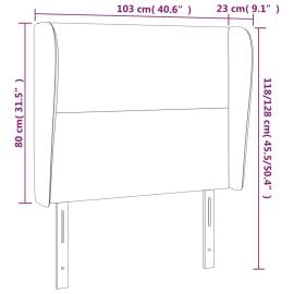 Tăblie de pat cu aripioare maro închis 103x23x118/128 cm textil, 9 image