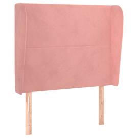 Tăblie de pat cu aripioare, roz, 83x23x118/128 cm, catifea, 2 image
