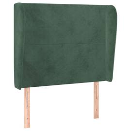 Tăblie pat cu aripioare verde închis 83x23x118/128 cm catifea, 2 image