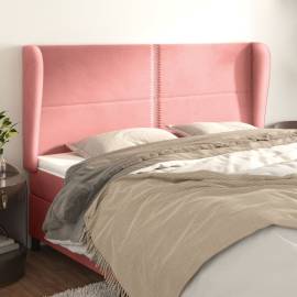 Tăblie de pat cu aripioare, roz, 203x23x118/128 cm, catifea