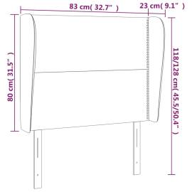 Tăblie de pat cu aripioare gri deschis 83x23x118/128 cm catifea, 9 image