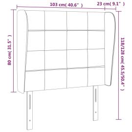 Tăblie de pat cu aripioare, albastru, 103x23x118/128 cm, textil, 9 image