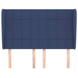 Tăblie de pat cu aripioare, albastru, 147x23x118/128 cm, textil, 3 image
