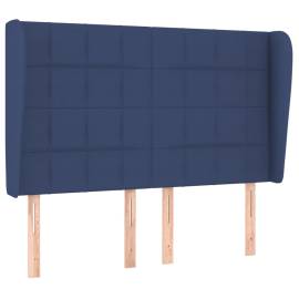 Tăblie de pat cu aripioare, albastru, 147x23x118/128 cm, textil, 2 image