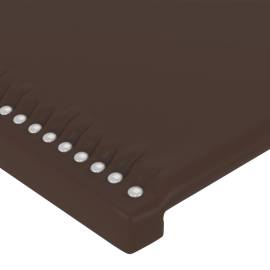 Tăblie de pat cu aripioare, maro, 147x23x118/128 cm, piele eco, 5 image