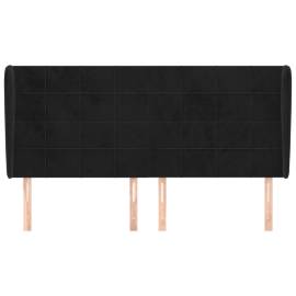 Tăblie de pat cu aripioare, negru, 183x23x118/128 cm, catifea, 3 image