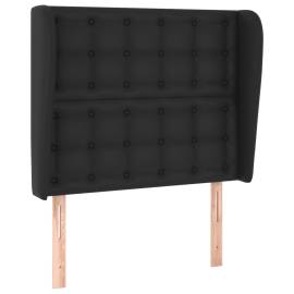 Tăblie de pat cu aripioare, negru, 83x23x118/128 cm, piele eco, 2 image