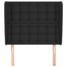 Tăblie de pat cu aripioare, negru, 83x23x118/128 cm, piele eco, 3 image