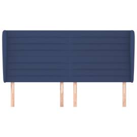 Tăblie de pat cu aripioare, albastru, 183x23x118/128 cm, textil, 3 image