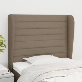 Tăblie de pat cu aripioare gri taupe 103x23x118/128 cm textil