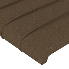 Tăblie de pat cu aripioare maro închis 103x23x118/128 cm textil, 5 image