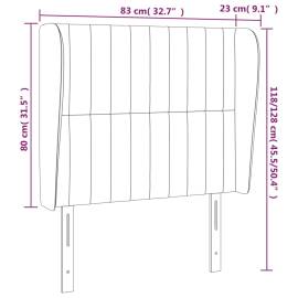 Tăblie de pat cu aripioare, negru, 83x23x118/128 cm, textil, 9 image