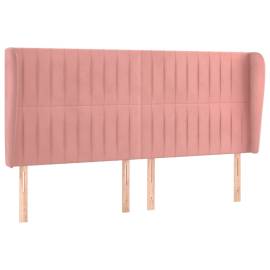 Tăblie de pat cu aripioare, roz, 163x23x118/128 cm, catifea, 2 image
