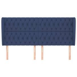 Tăblie de pat cu aripioare, albastru, 203x23x118/128 cm, textil, 3 image