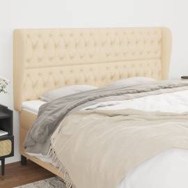 Tăblie de pat cu aripioare, crem, 183x23x118/128 cm, textil