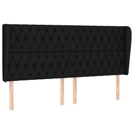 Tăblie de pat cu aripioare, negru, 183x23x118/128 cm, textil, 2 image