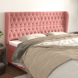 Tăblie de pat cu aripioare, roz, 203x23x118/128 cm, catifea