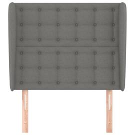 Tăblie de pat cu aripioare gri închis 83x23x118/128 cm textil, 3 image