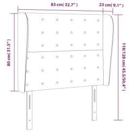 Tăblie de pat cu aripioare gri închis 83x23x118/128 cm textil, 9 image