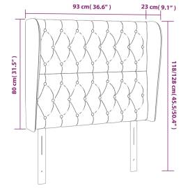 Tăblie de pat cu aripioare gri închis 93x23x118/128 cm textil, 9 image