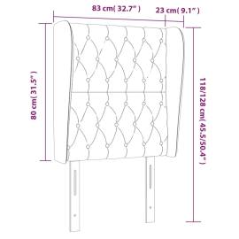 Tăblie de pat cu aripioare gri deschis 83x23x118/128 cm catifea, 9 image