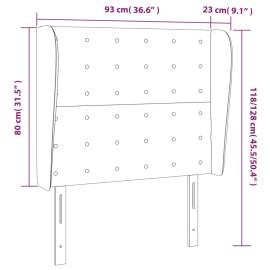 Tăblie de pat cu aripioare gri deschis 93x23x118/128 cm textil, 9 image