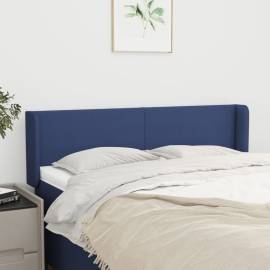 Tăblie de pat cu aripioare, albastru, 147x16x78/88 cm textil