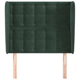 Tăblie pat cu aripioare verde închis 83x23x118/128 cm catifea, 3 image