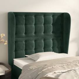 Tăblie pat cu aripioare verde închis 93x23x118/128 cm catifea