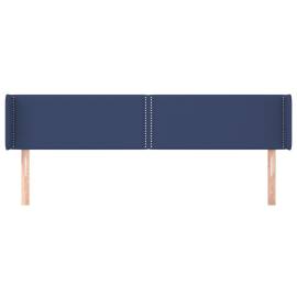 Tăblie de pat cu aripioare, albastru, 203x16x78/88 cm textil, 3 image