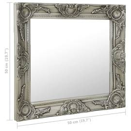 Oglindă de perete în stil baroc, argintiu, 50 x 50 cm, 6 image