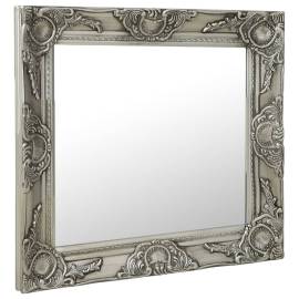 Oglindă de perete în stil baroc, argintiu, 50 x 50 cm, 2 image