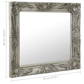 Oglindă de perete în stil baroc, argintiu, 60 x 60 cm, 6 image