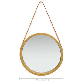 Oglindă de perete cu o curea, 40 cm, auriu, 6 image