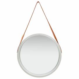 Oglindă de perete cu o curea, 50 cm, argintiu, 2 image
