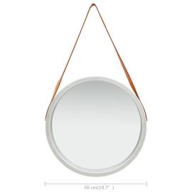 Oglindă de perete cu o curea, 50 cm, argintiu, 6 image