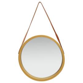 Oglindă de perete cu o curea, 50 cm, auriu, 2 image
