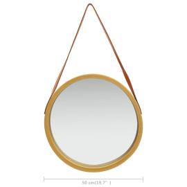 Oglindă de perete cu o curea, 50 cm, auriu, 6 image