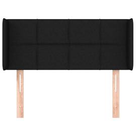 Tăblie de pat cu aripioare negru 103x16x78/88 cm textil, 3 image