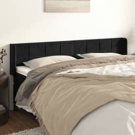 Tăblie de pat cu aripioare negru 183x16x78/88 cm catifea