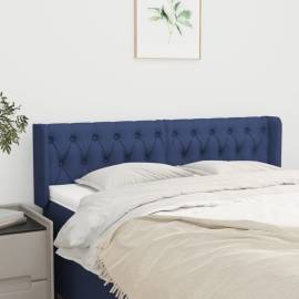 Tăblie de pat cu aripioare, albastru, 147x16x78/88 cm textil