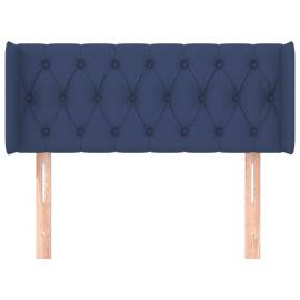 Tăblie de pat cu aripioare albastru 103x16x78/88 cm textil, 3 image
