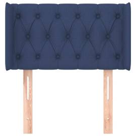 Tăblie de pat cu aripioare albastru 83x16x78/88 cm textil, 3 image
